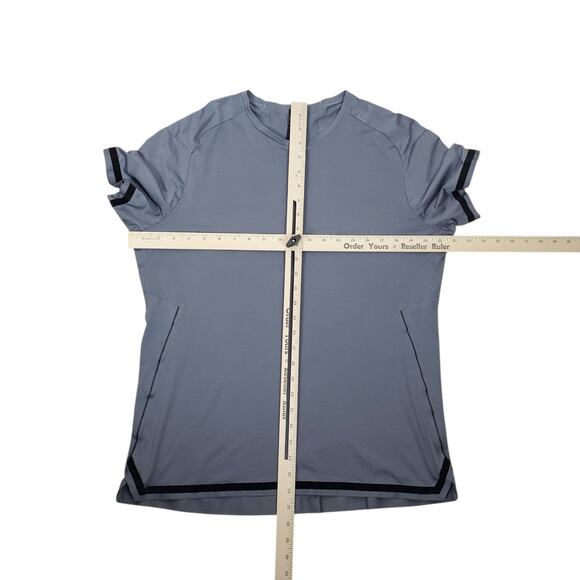 Lululemon Fast Free Bold Lines Short Sleeve Shirt Mens L Asphalt Gray Reflective - Picture 9 of 11